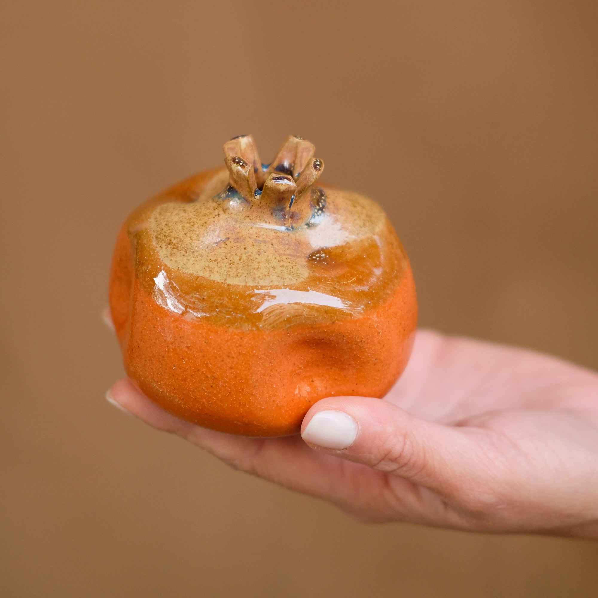 Orange and Brown Ceramic Pomegranate - Sister the brand
