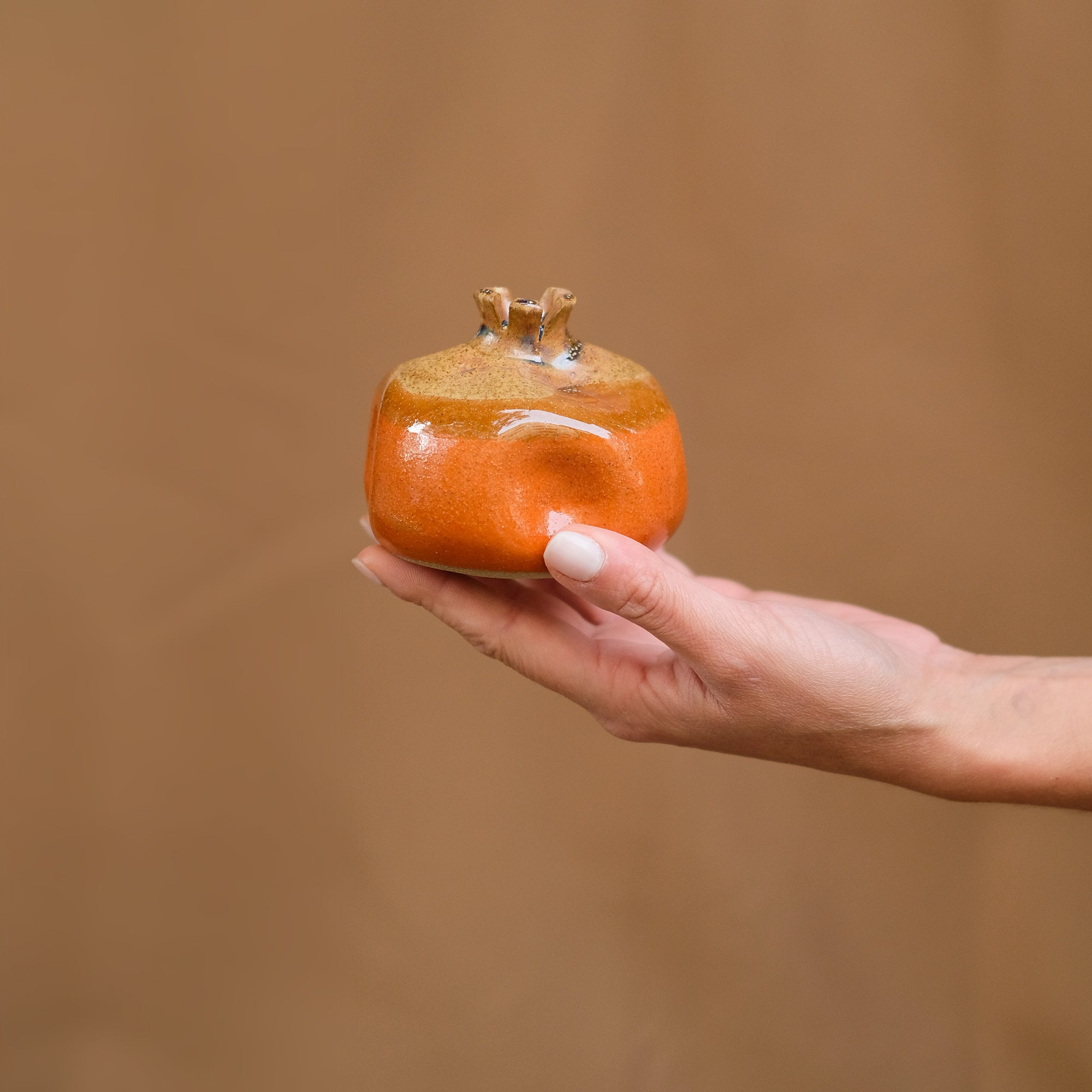 Orange and Brown Ceramic Pomegranate - Sister the brand