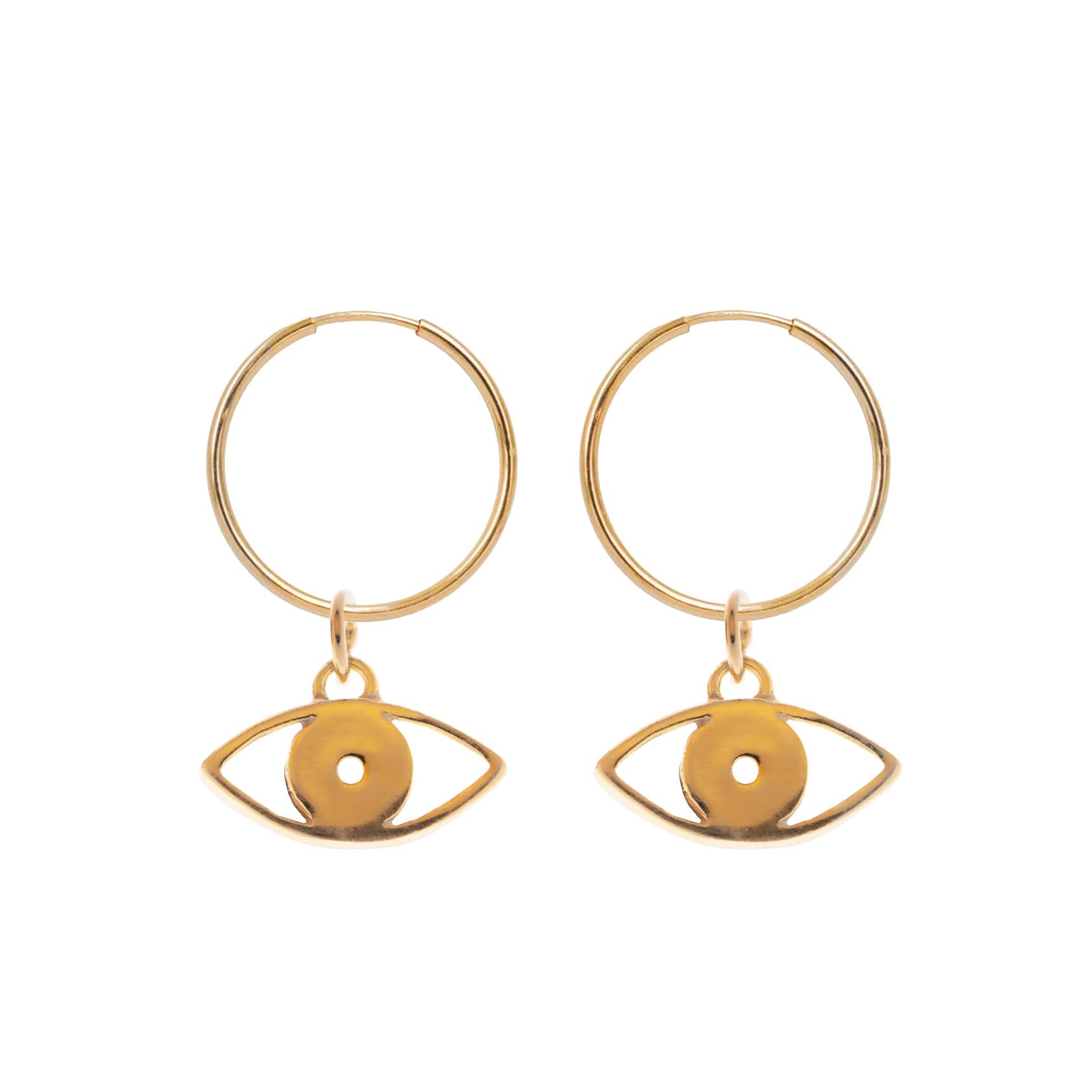 Hoop Earrings with double Evil Eye Pendant - Sister the brand