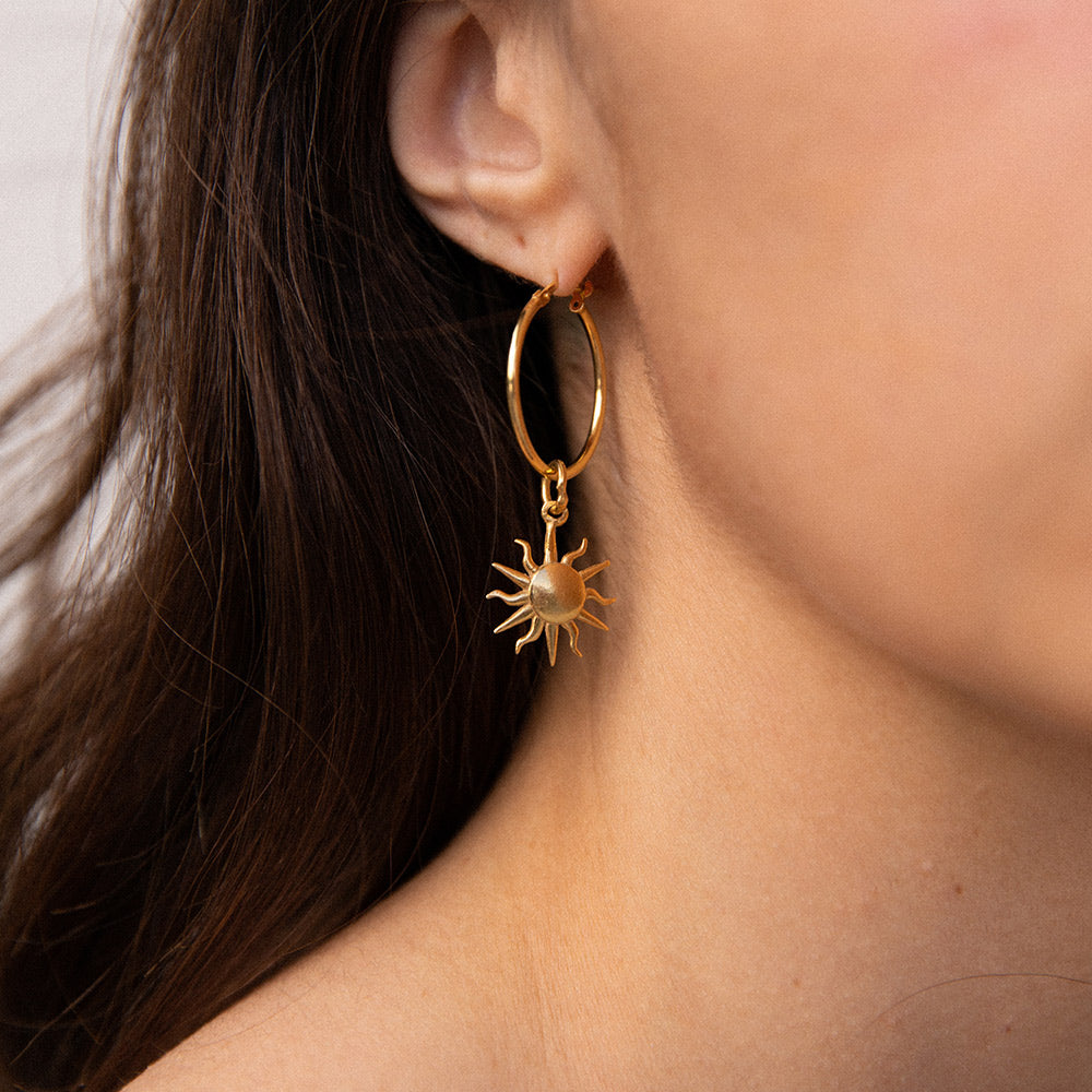 NANDI X SISTER Double Sun Pendant Hoop Earrings - Sister the brand