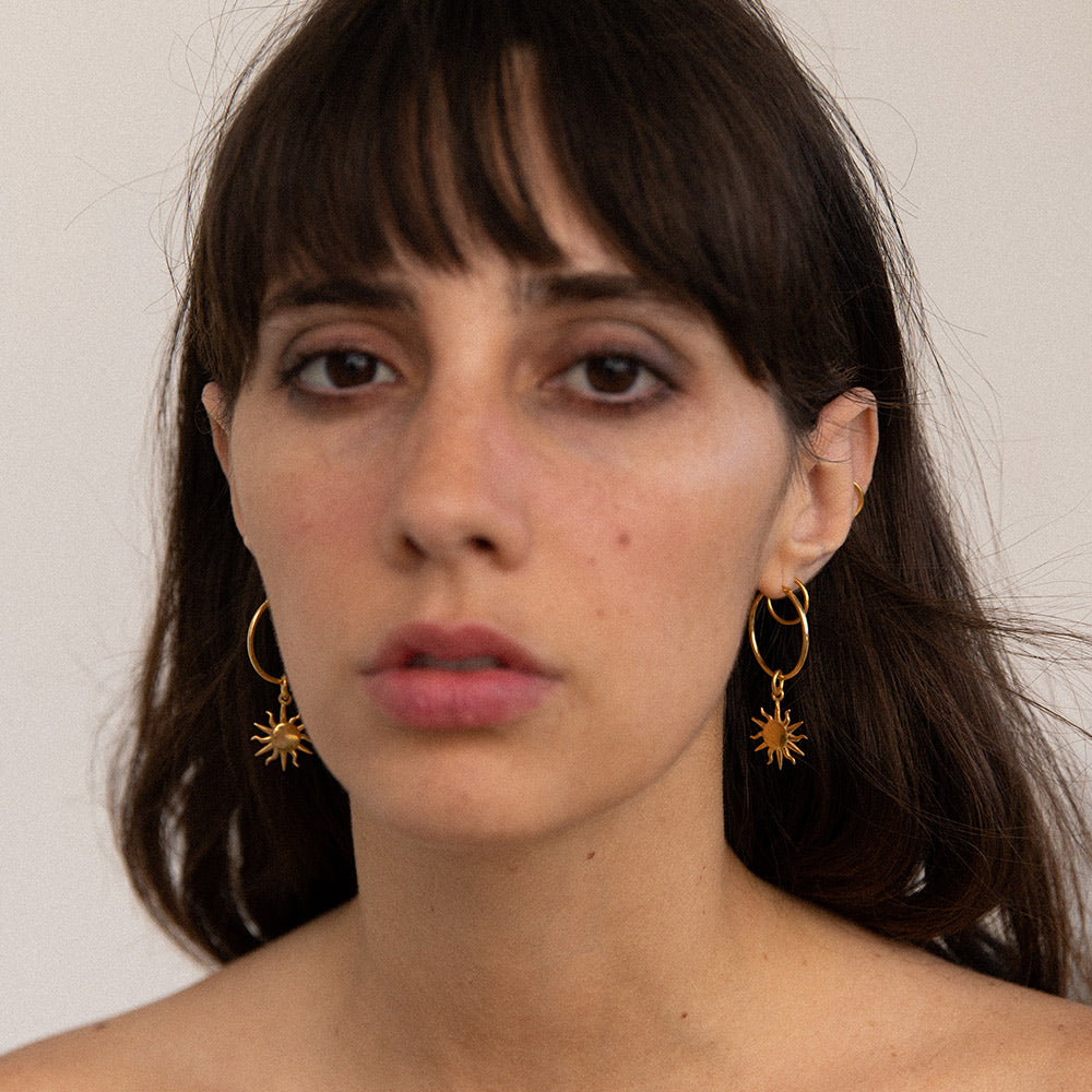 NANDI X SISTER Double Sun Pendant Hoop Earrings - Sister the brand