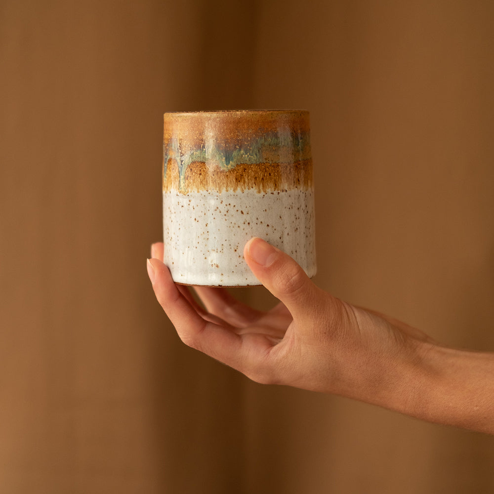 White and Brown Ceramic Tumbler - Sister the brand
