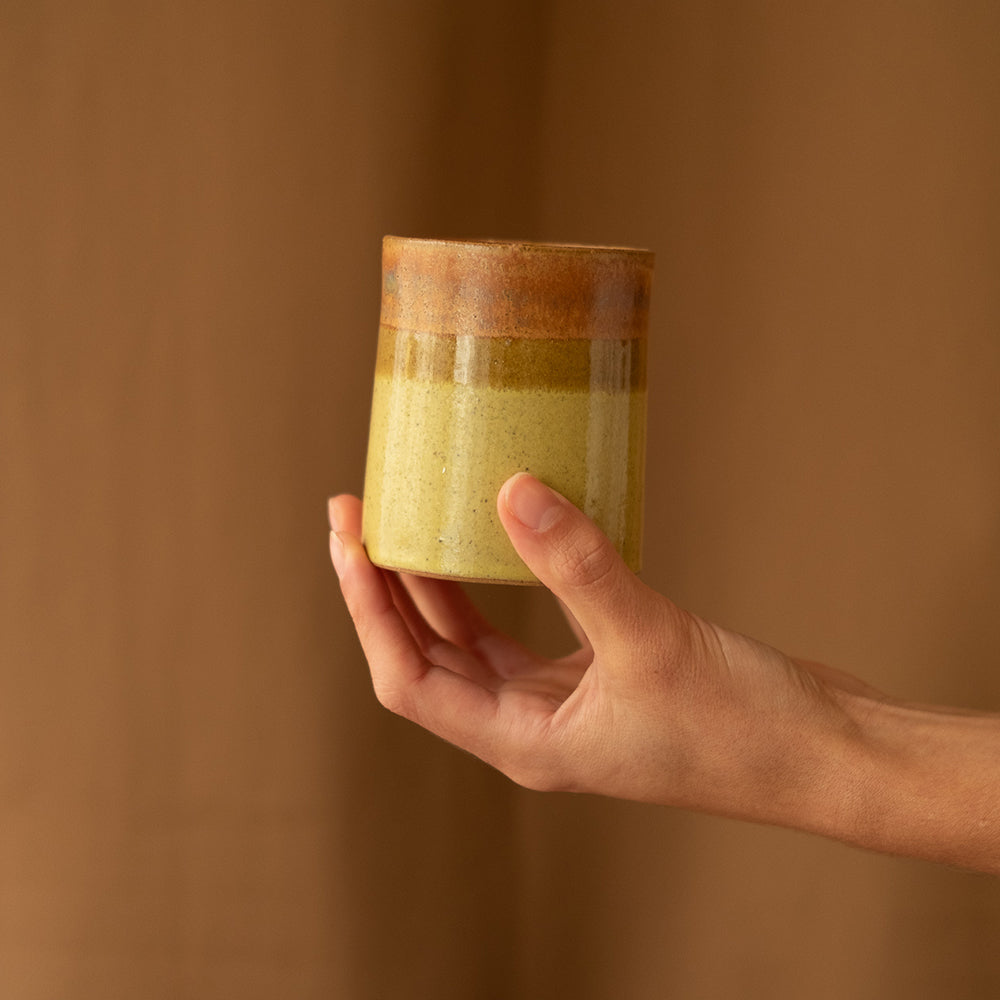 Yellow and Brown Ceramic Tumbler - Sister the brand