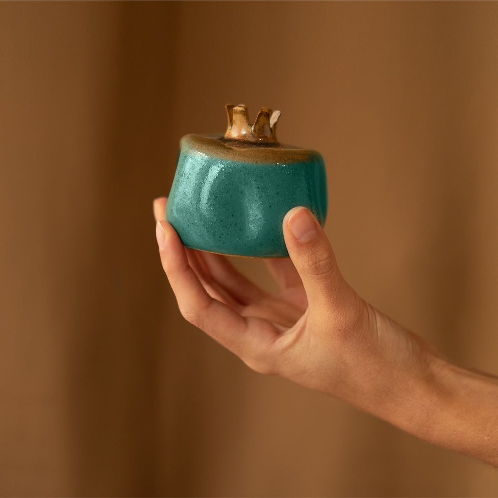 Turquoise and Brown Ceramic Pomegranate - Sister the brand